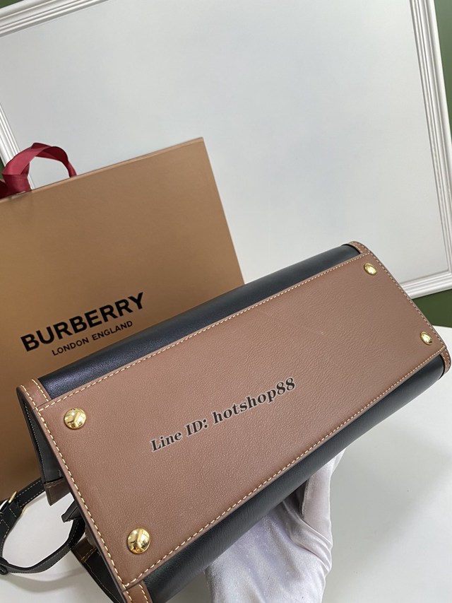 Burberry專櫃新款大號Title泰爾勒手袋 巴寶莉Vintage復古格紋手提肩背女包 yxb1158